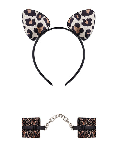 Set catuse si bentiță sexy Tigerlla - accesorii erotice role-play, mărime universală (one size) animal-print